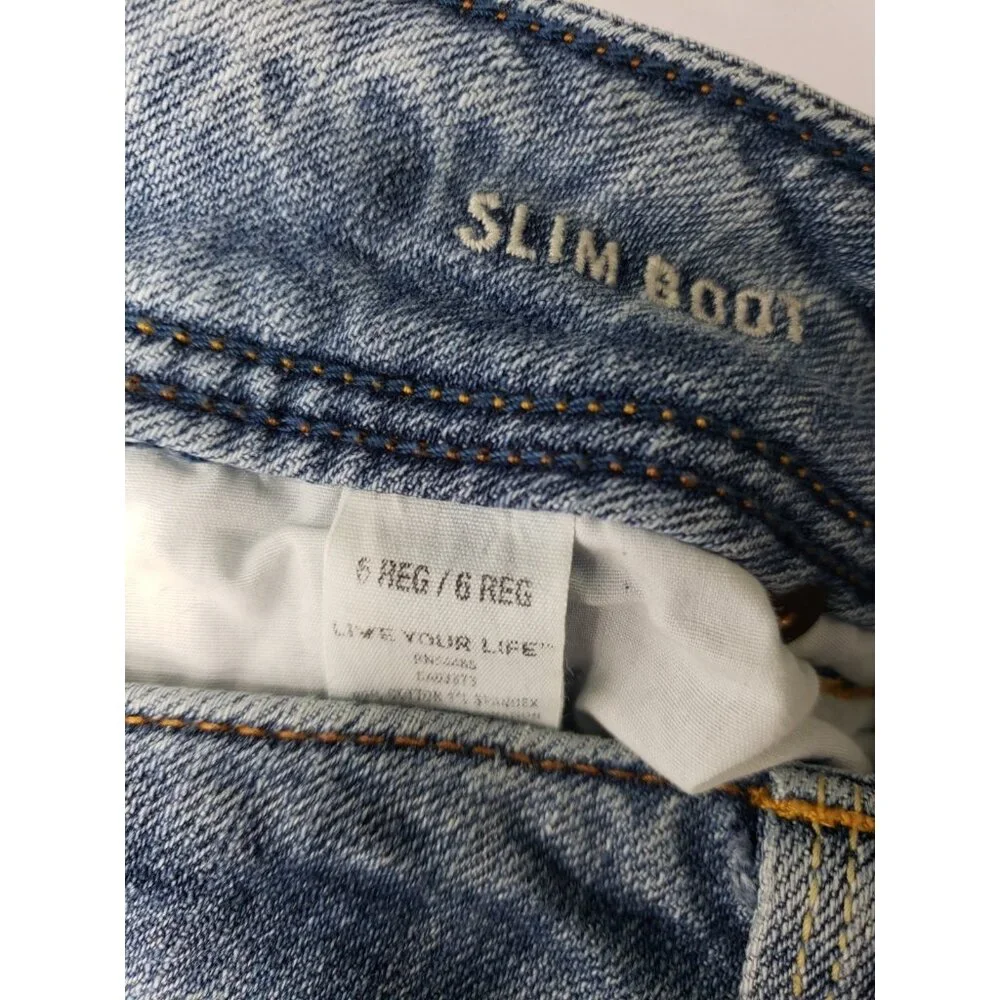 American Eagle Womens Medium Wash Blue Stretch Slim Boot Jeans Size 6 Reg